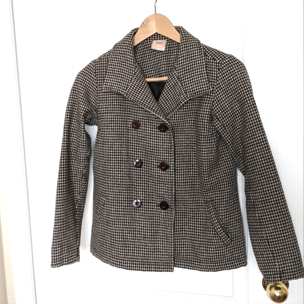 Houndstooth double breasted Pea Coat